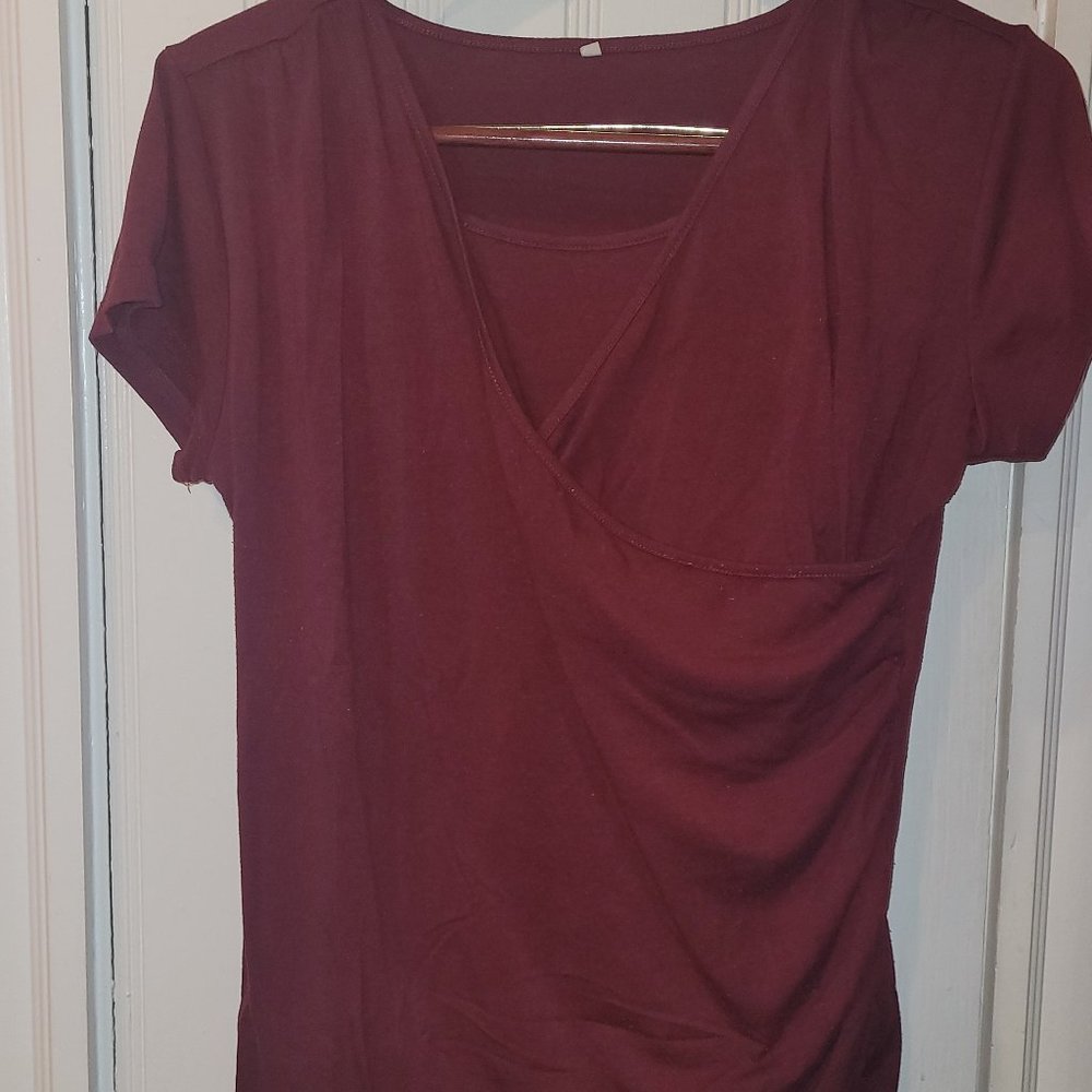 Ecavus 3PCS Women's Maternity Nursing Tops Short Sleeve Side Ruched